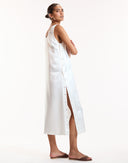 White Midi Snap Dress