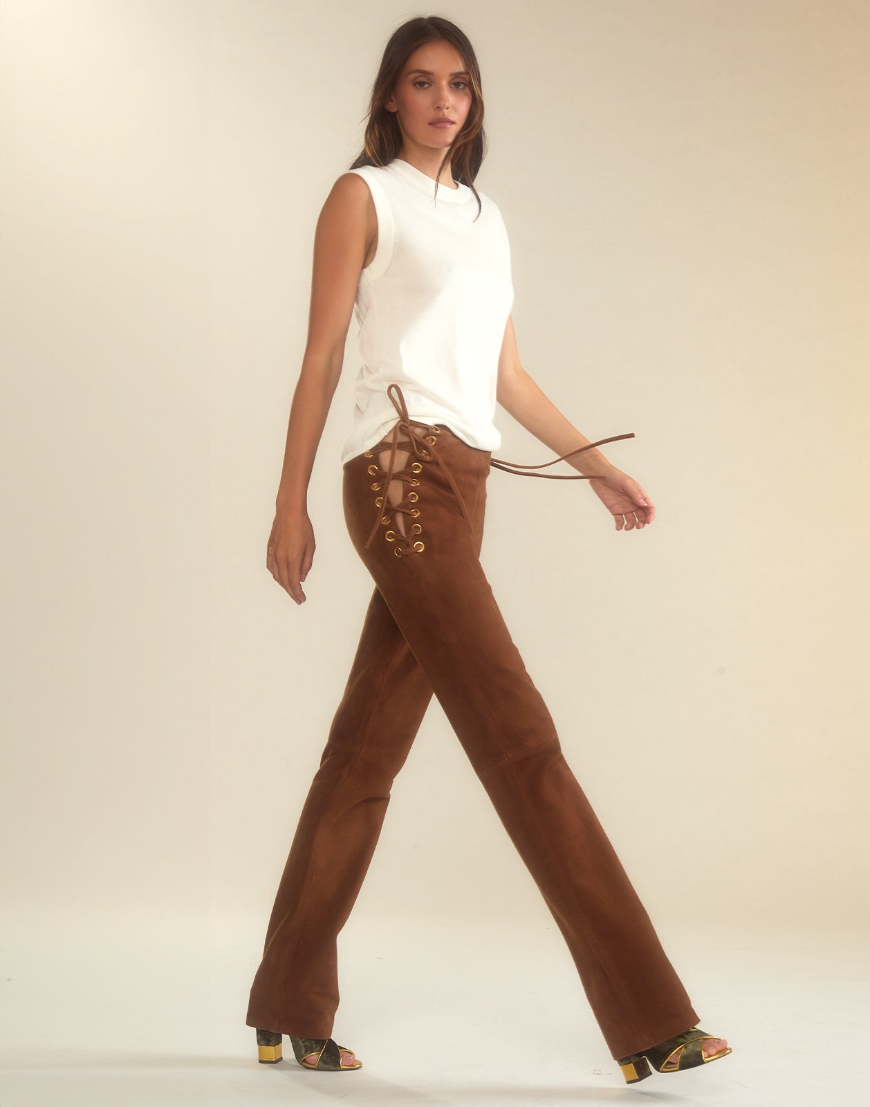 Liv Lace-Up Suede Pants