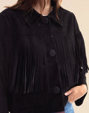 Cynthia Rowley Carrie Cropped Fringe Suede Jacket