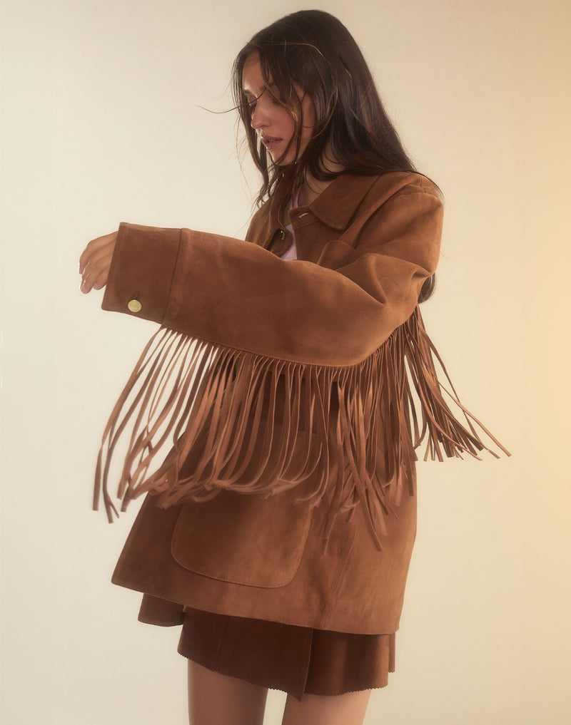 Cynthia Rowley Westward Fringe Suede Jacket
