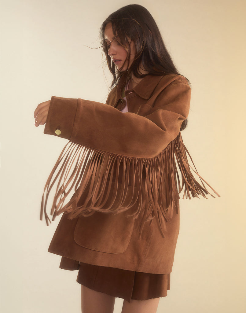 Cynthia Rowley Westward Fringe Suede Jacket