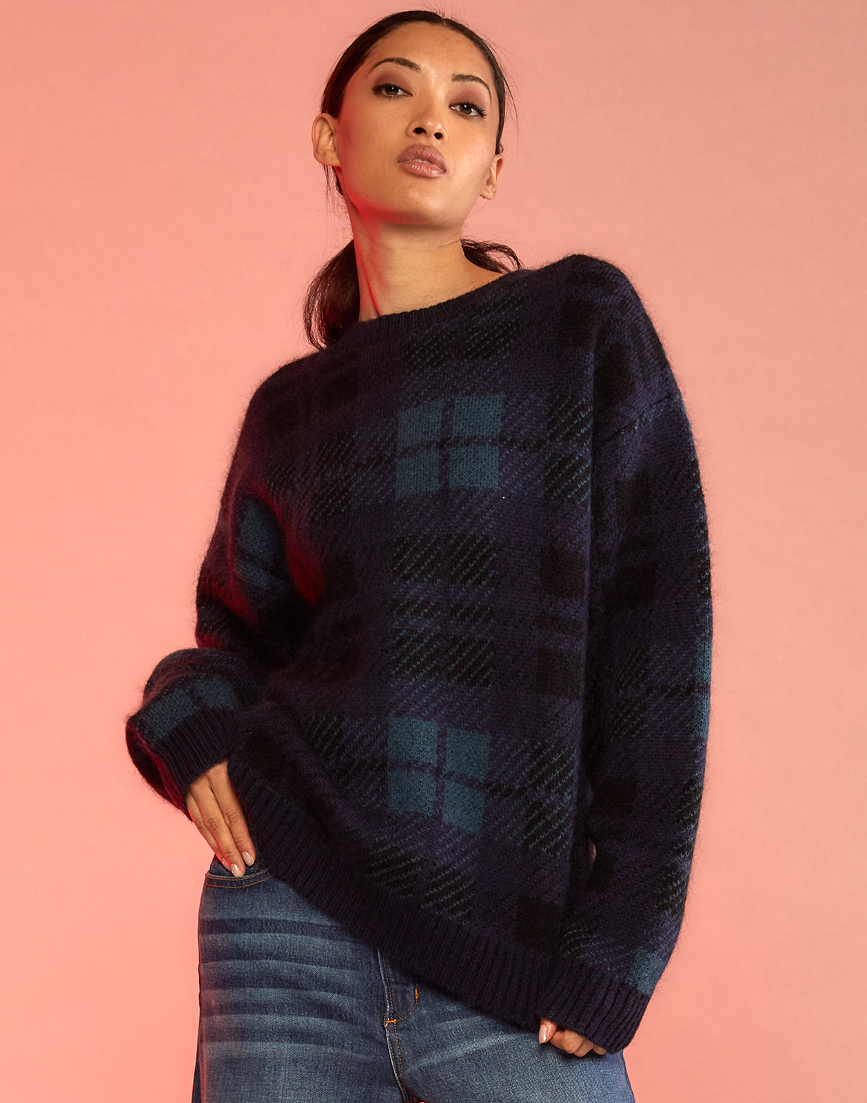 Sweater plaid best sale