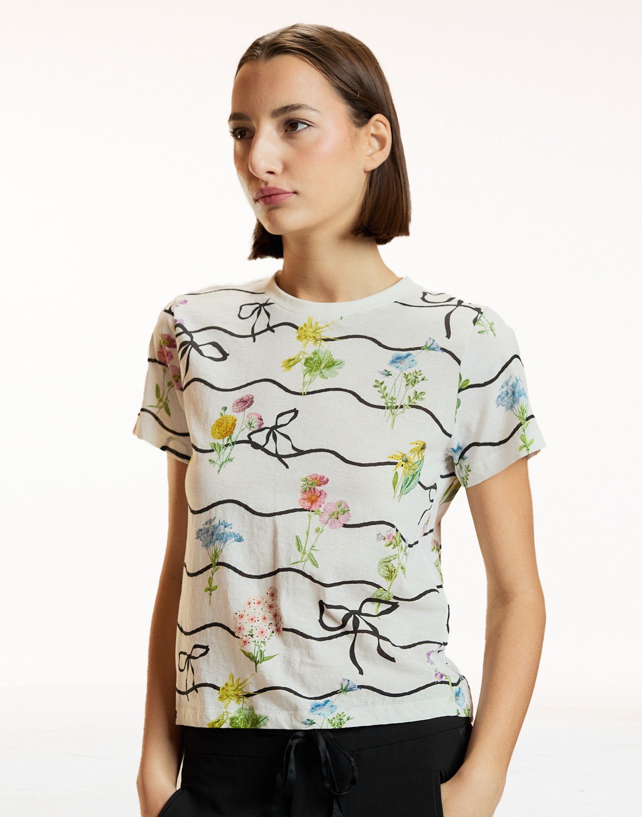 Cynthia Rowley Floral Ribbon Everyday Tee