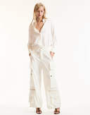 METALLIC PINSTRIPE CARGO PANTS