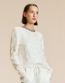 White Sequin Crewneck Sweater