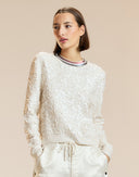 White Sequin Crewneck Sweater