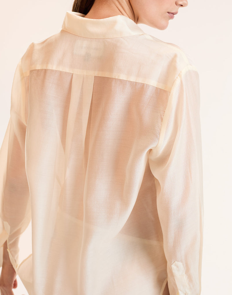 White Sheer Button Up Top