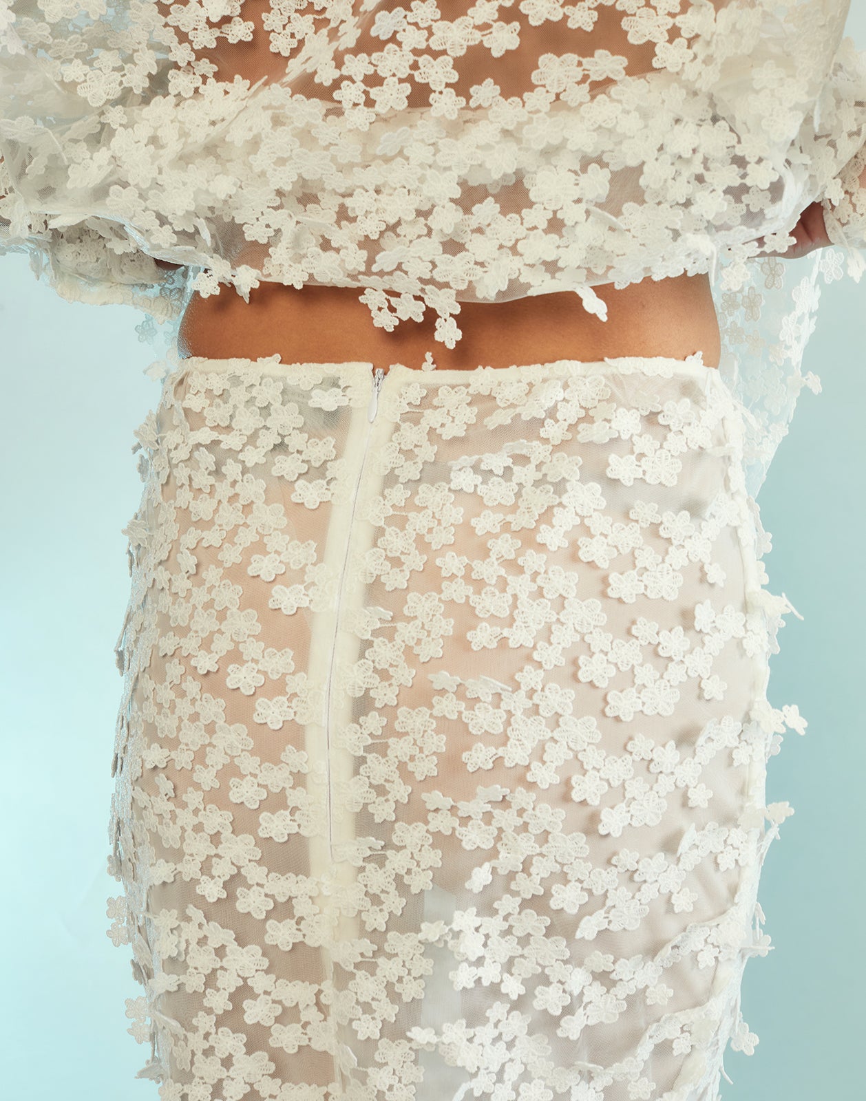 3D Embroidered Tulle Skirt