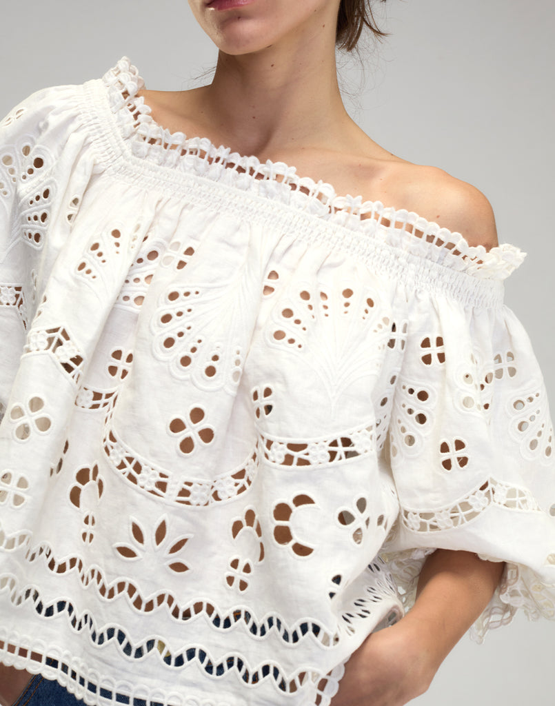 Eva Embroidered Linen Blouse