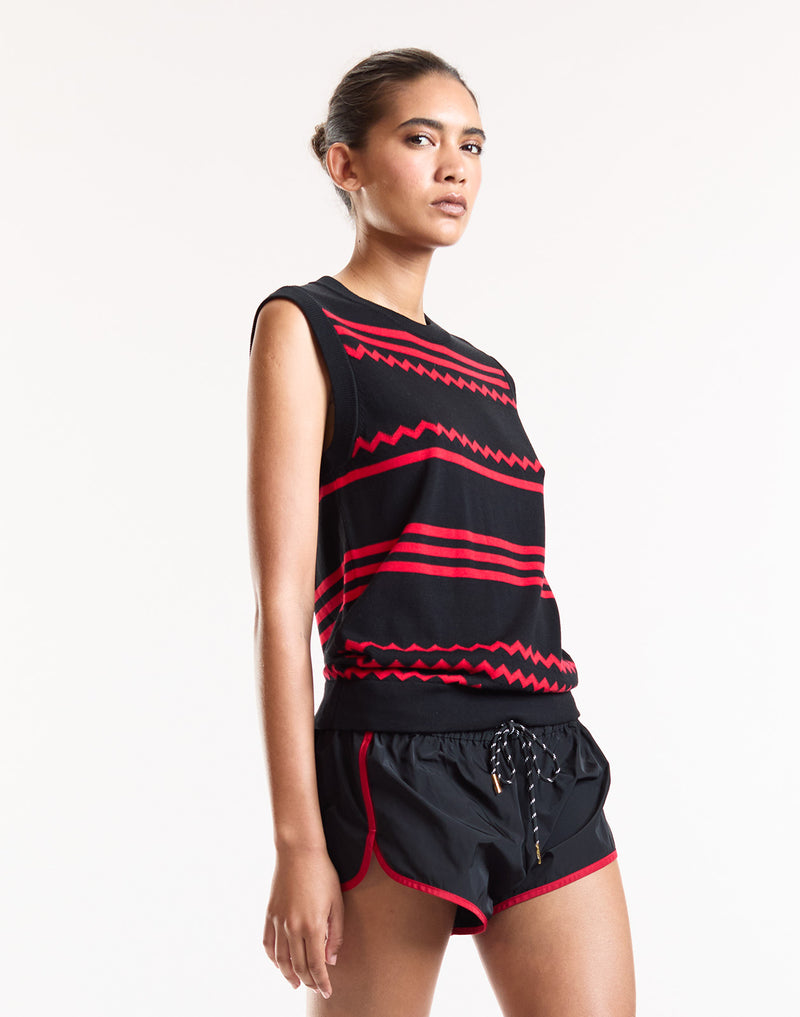 Black Sleeveless Ziggy Knit Top 