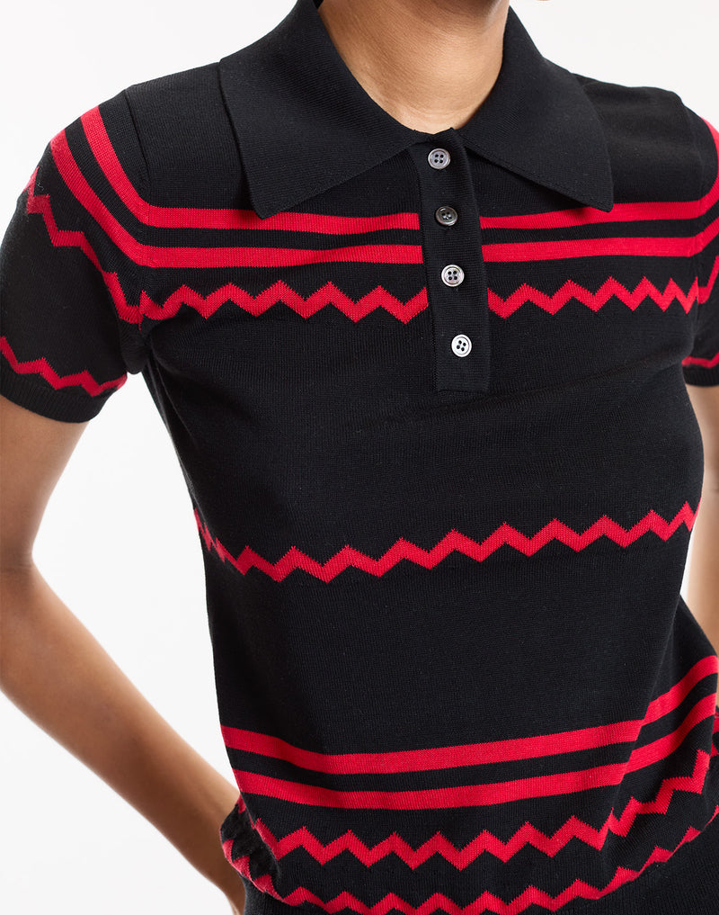 Black Ziggy Knit Polo 