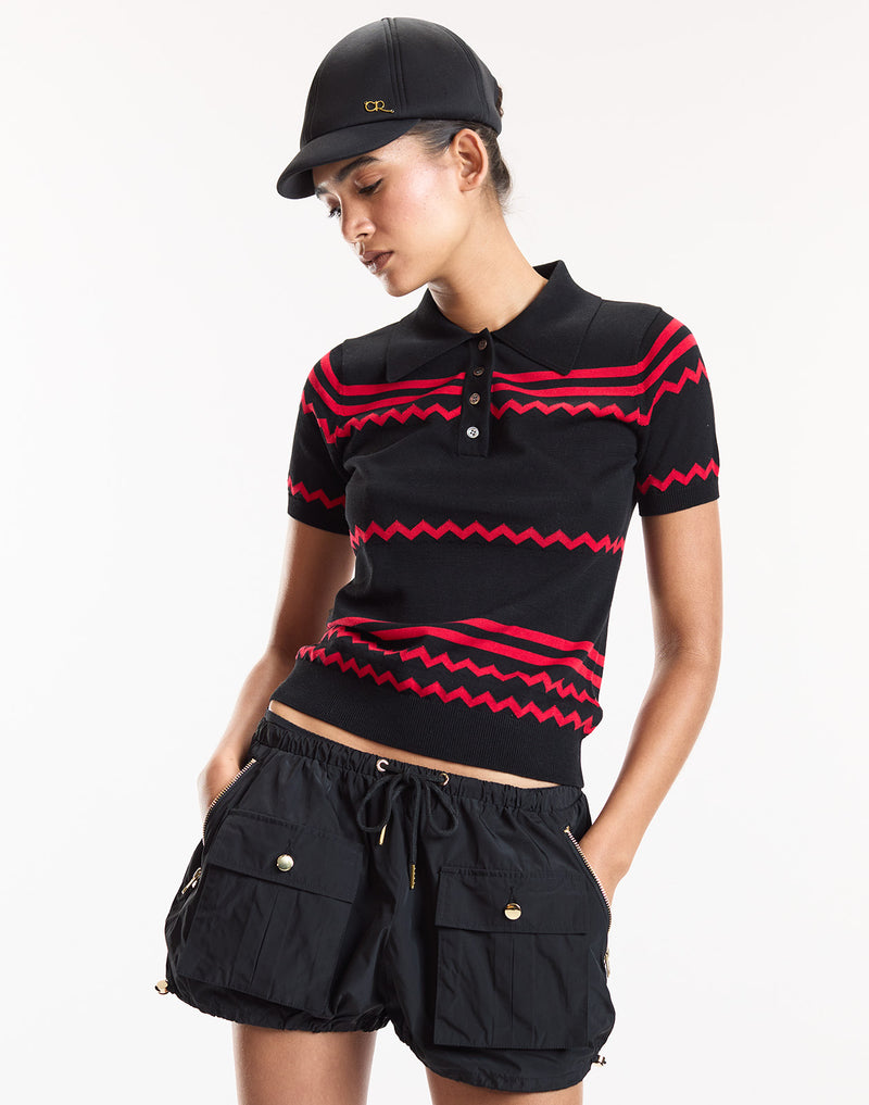 Black Ziggy Knit Polo 