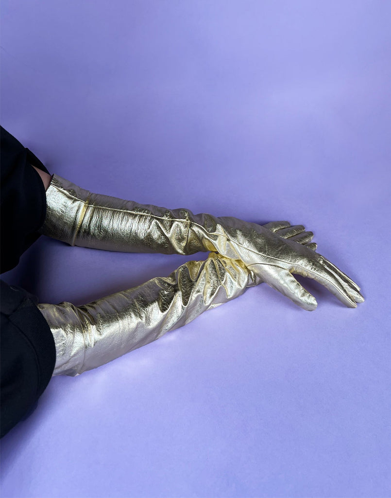 Bea Long Metallic Leather Gloves