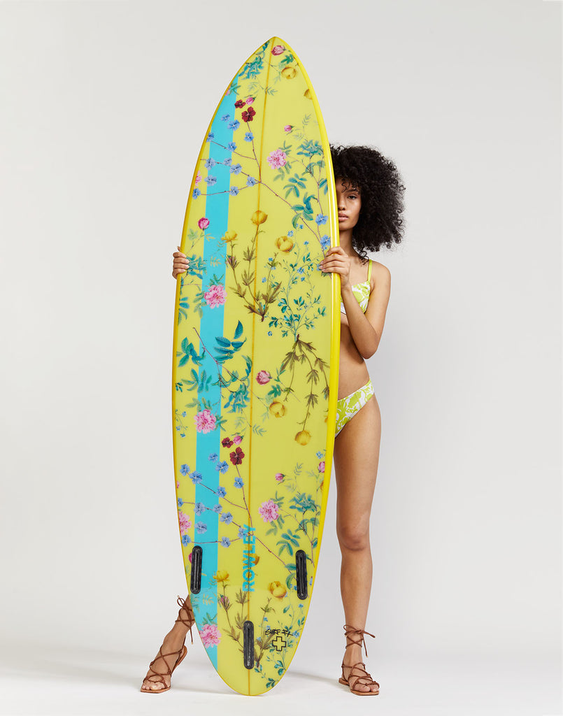 Custom Short Surfboard - Yellow Garden Floral