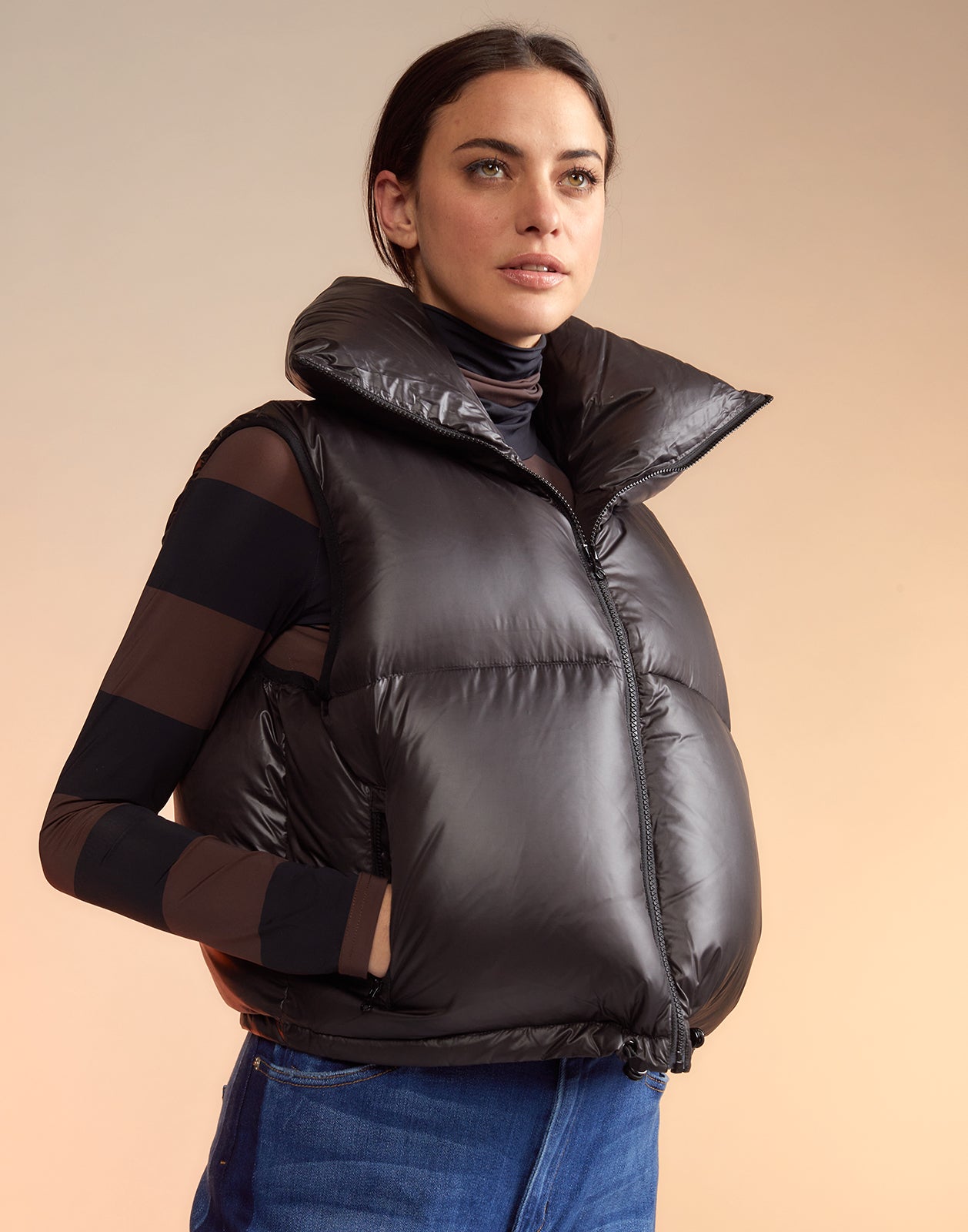 Brown Puffer Vest: 100% Leather & Down Feather