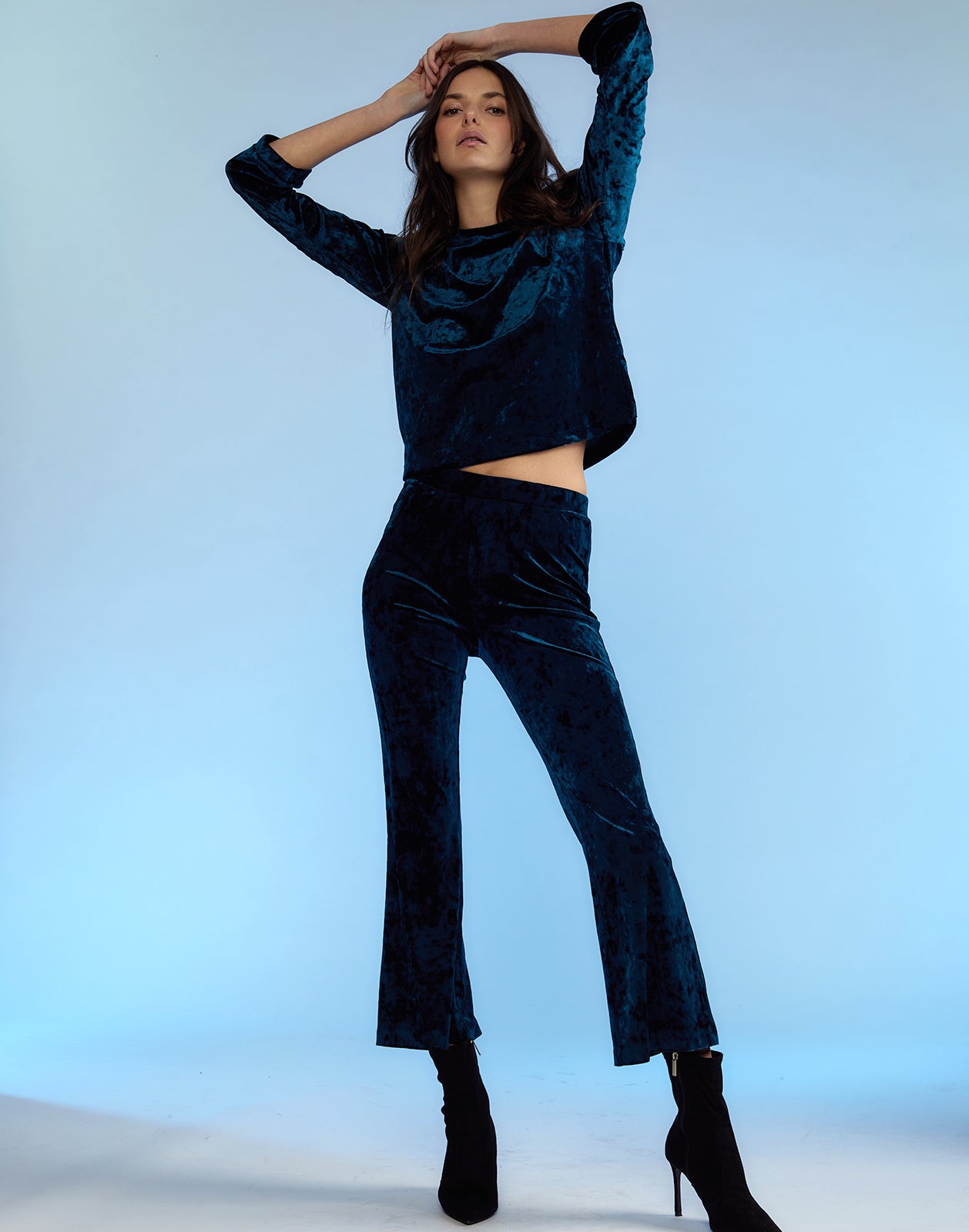 Vintage Sixties Black Crushed Velvet Flare Pants Selected by Anna