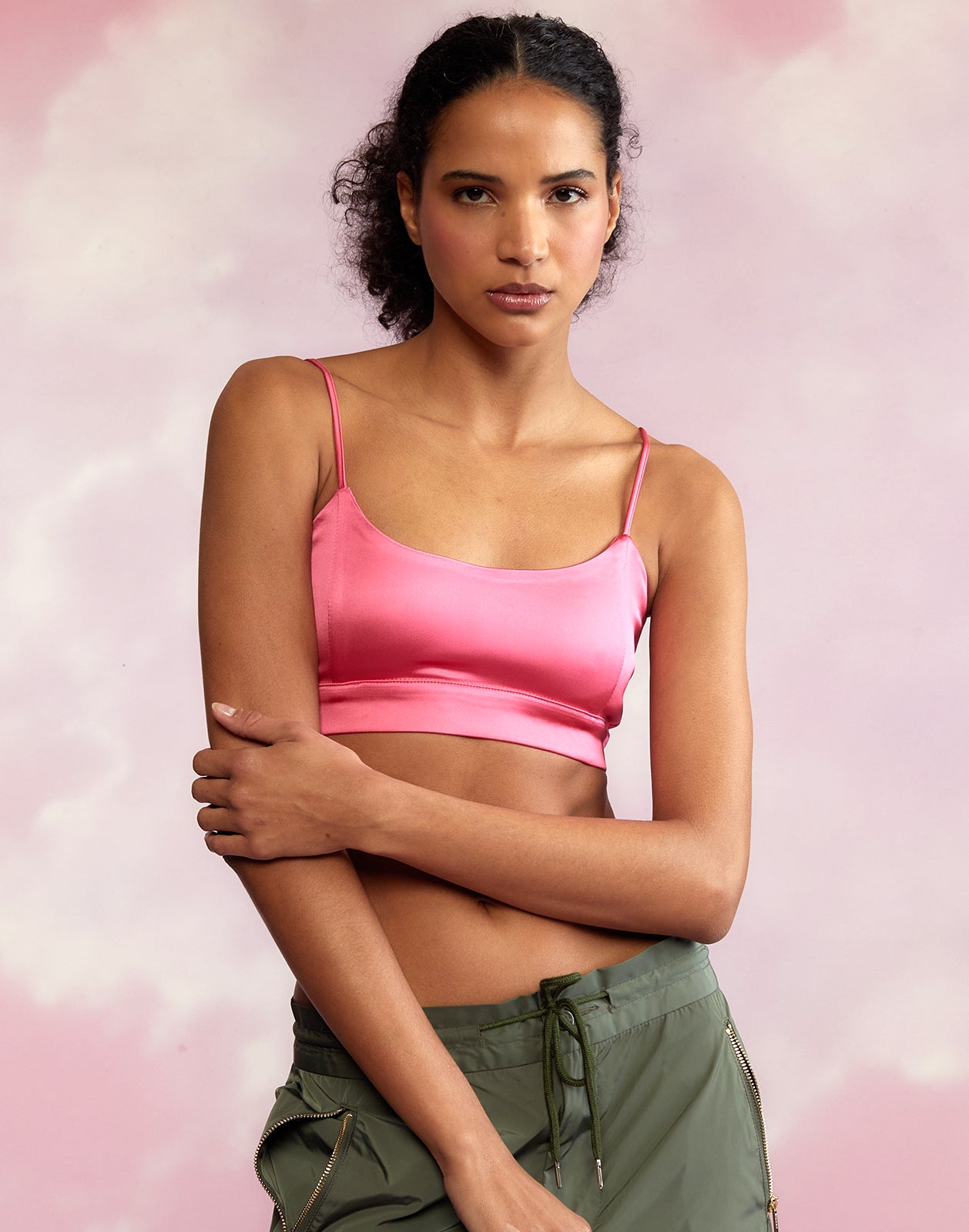 Pink Crop Bralet with Thin Straps Online Shopping