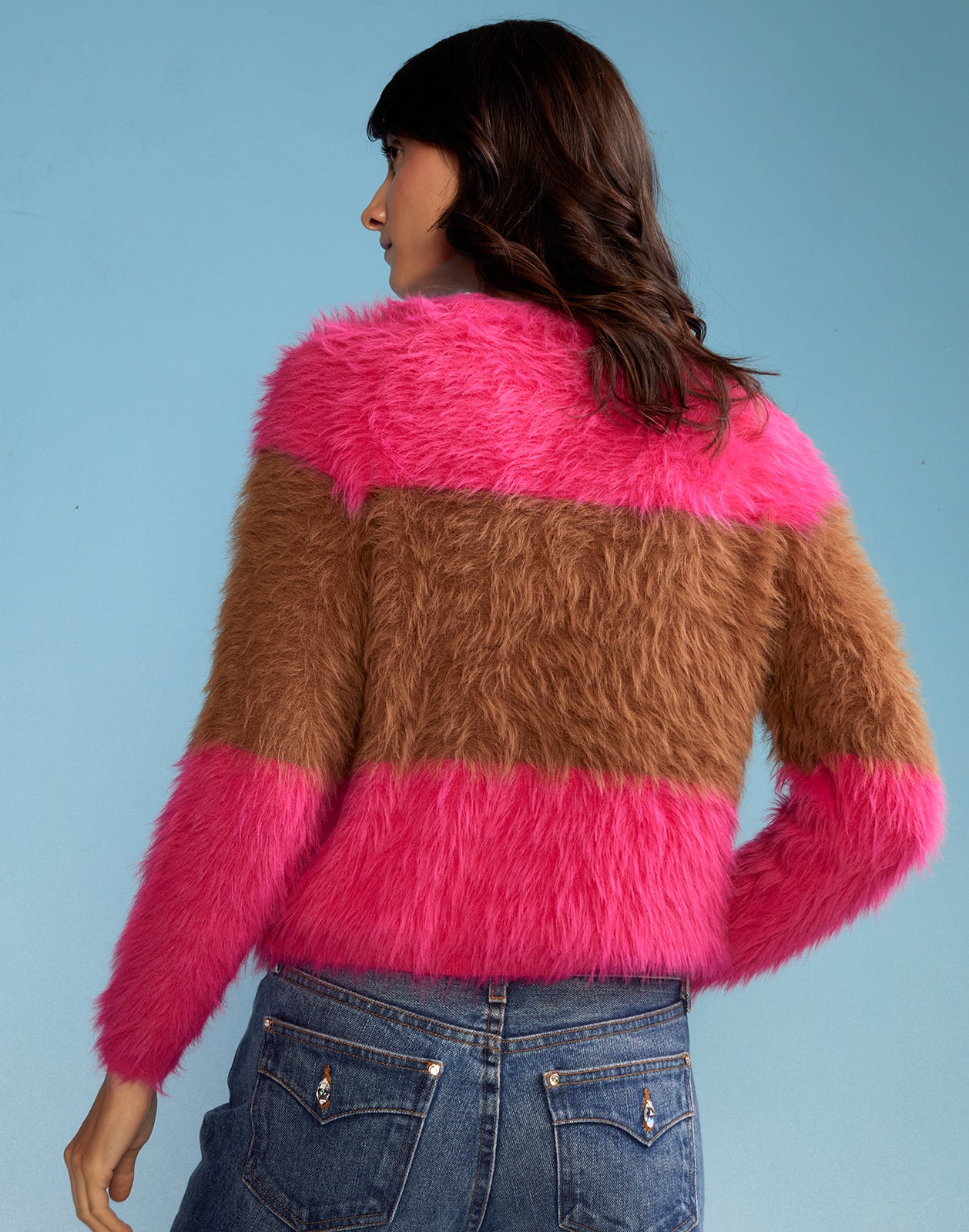 Fuzzy Stripe Sequin Sweater