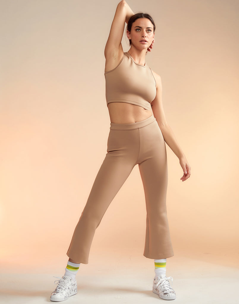 Bonded Cropped Flare Pant